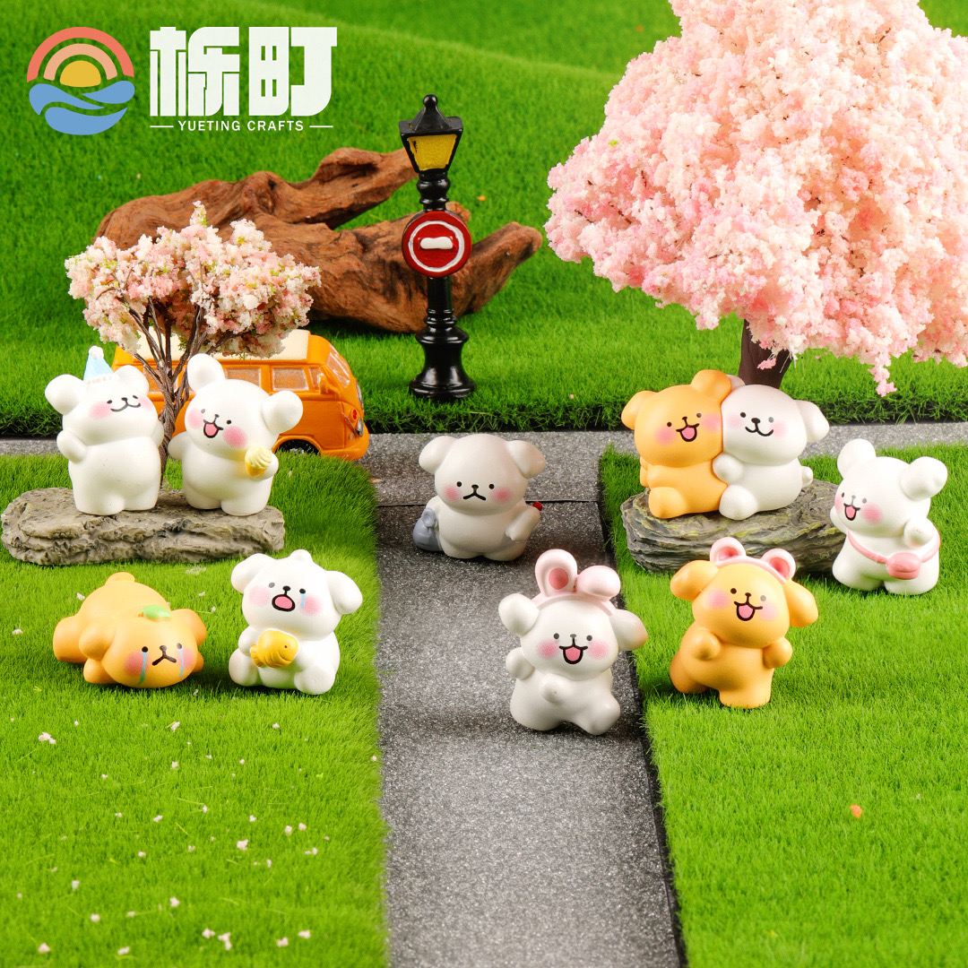 【双许愿+对对碰】可爱小白狗线条小狗装饰品配件桌面小摆件