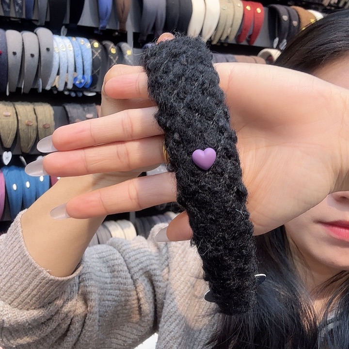 非金属布艺紫色爱心发箍