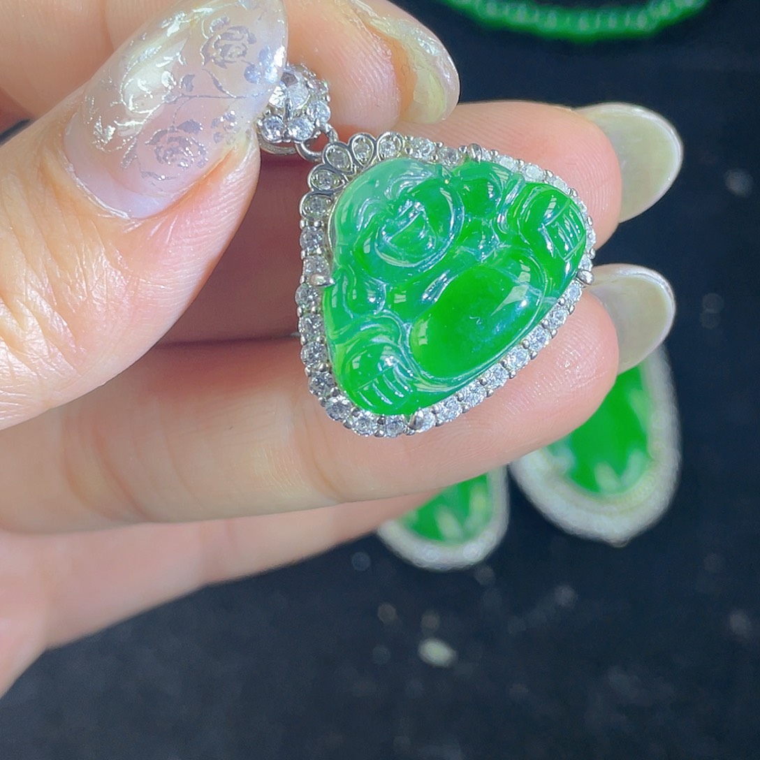 翡翠吊坠(不含链)银S925镶嵌