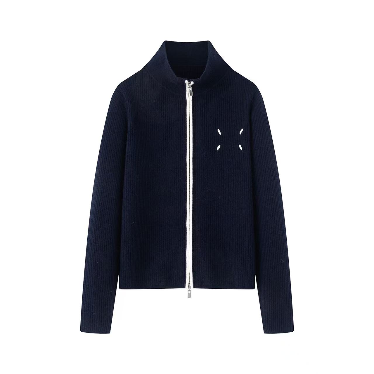 艾诺丝商场同款2025冬季拉链针织开衫女短外套毛织外套7123