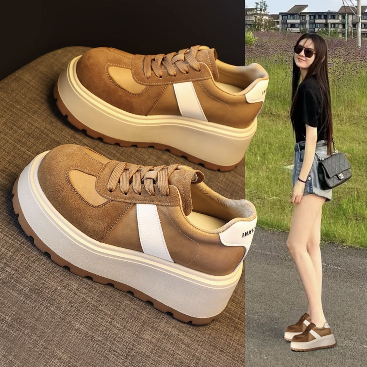 0969-1增高系带女秋季卡通风板鞋小皮鞋厚底单鞋老爹鞋