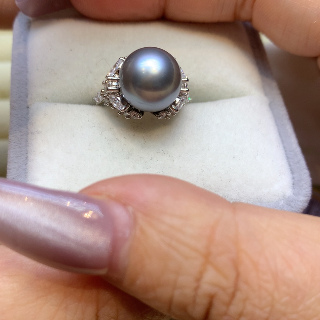 银S925镶嵌戒指海水珍珠