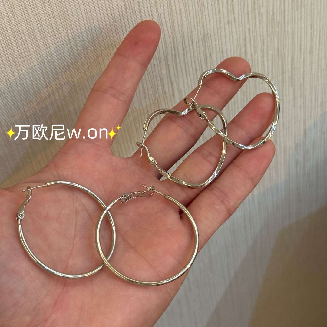 925银耳饰 CHANGE x 镂空爱心耳圈！光面银饰耳环  E541