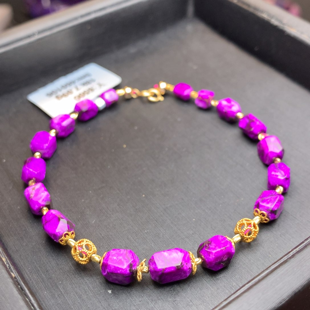 苏纪石（舒俱来）丝绒手链18K金镶嵌