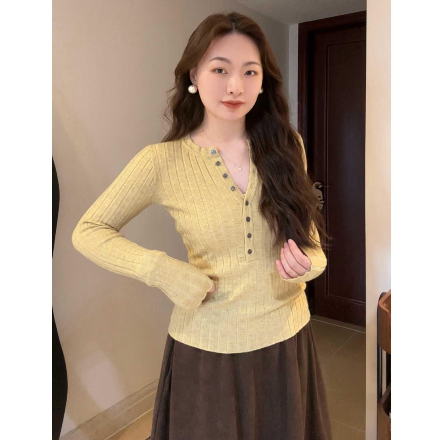 Something 叁熏毛衣设计感针织打底衫女毛针织衫长袖