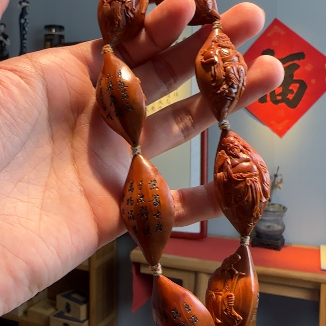 橄榄核手串/手链纯手工雕刻八仙