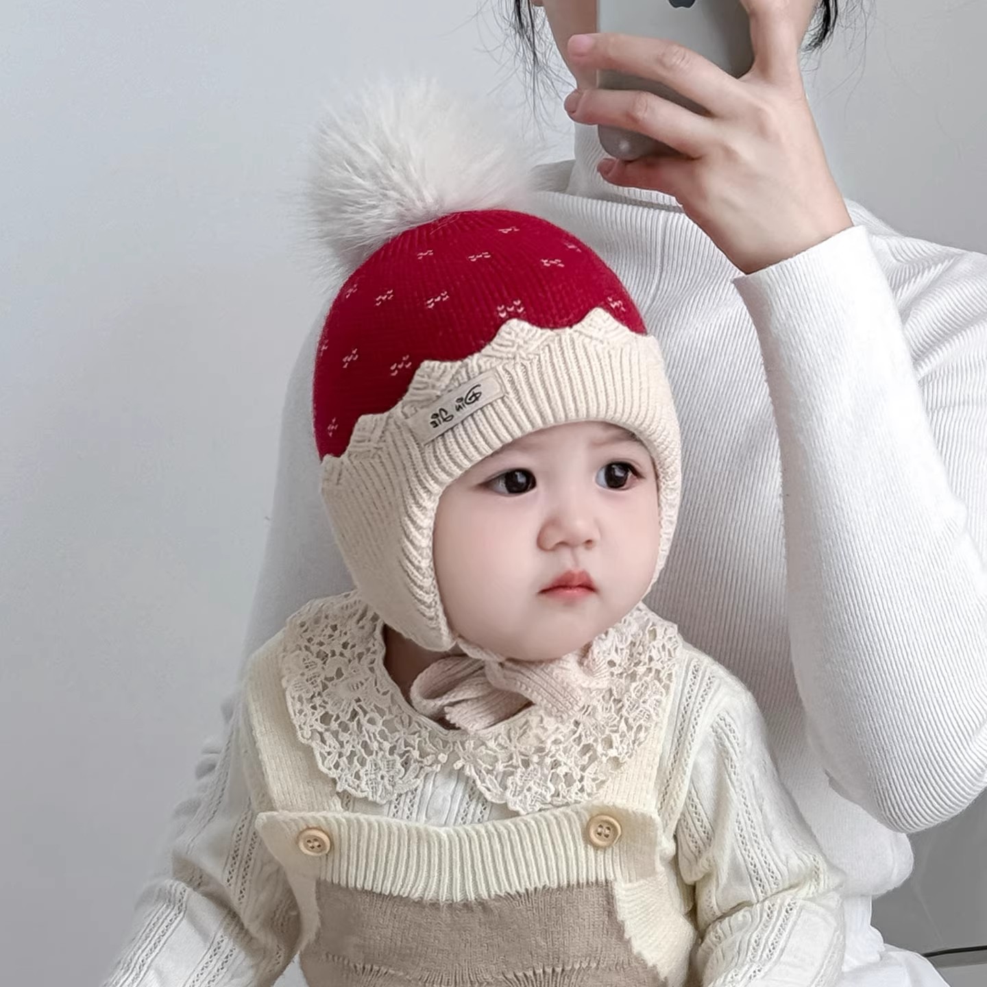 宝宝帽子秋冬季韩版针织帽保暖男女童小月龄加厚毛线帽防风护耳帽
