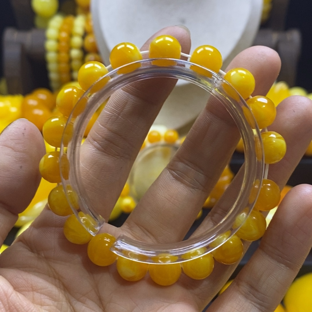 念***°树脂非金属全品无暇老蜡飘花10精品手串