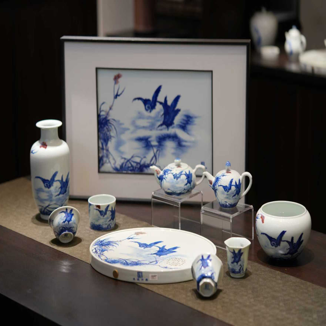 【平沙落雁】史来钟老师平沙落雁套组纯手工手绘高端陶瓷收藏