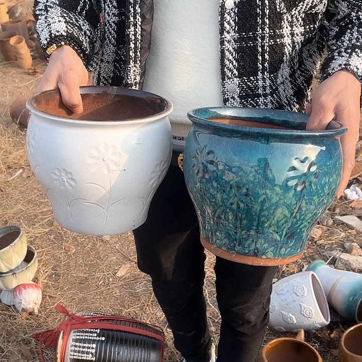 紫砂花盆高度20口20       