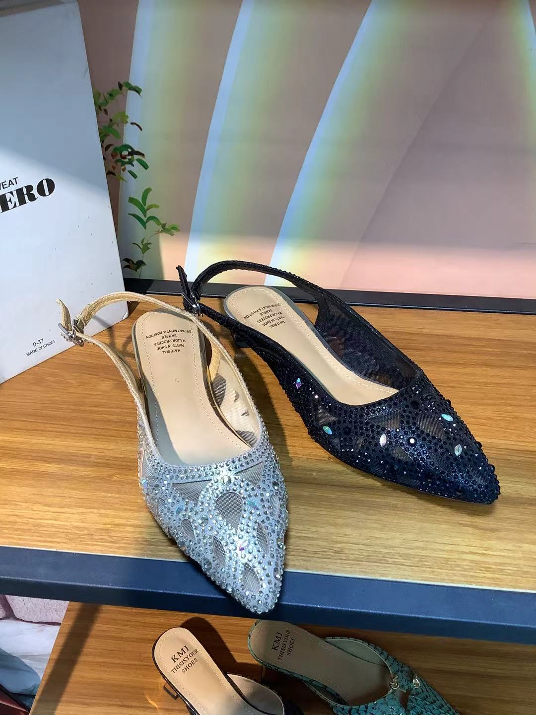 网纱镂空单鞋女粗跟2025年夏季新款舒适百搭羊皮软底粗跟鞋