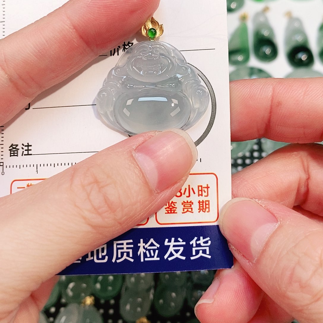 翡翠颈饰18K金镶嵌风****子吊坠