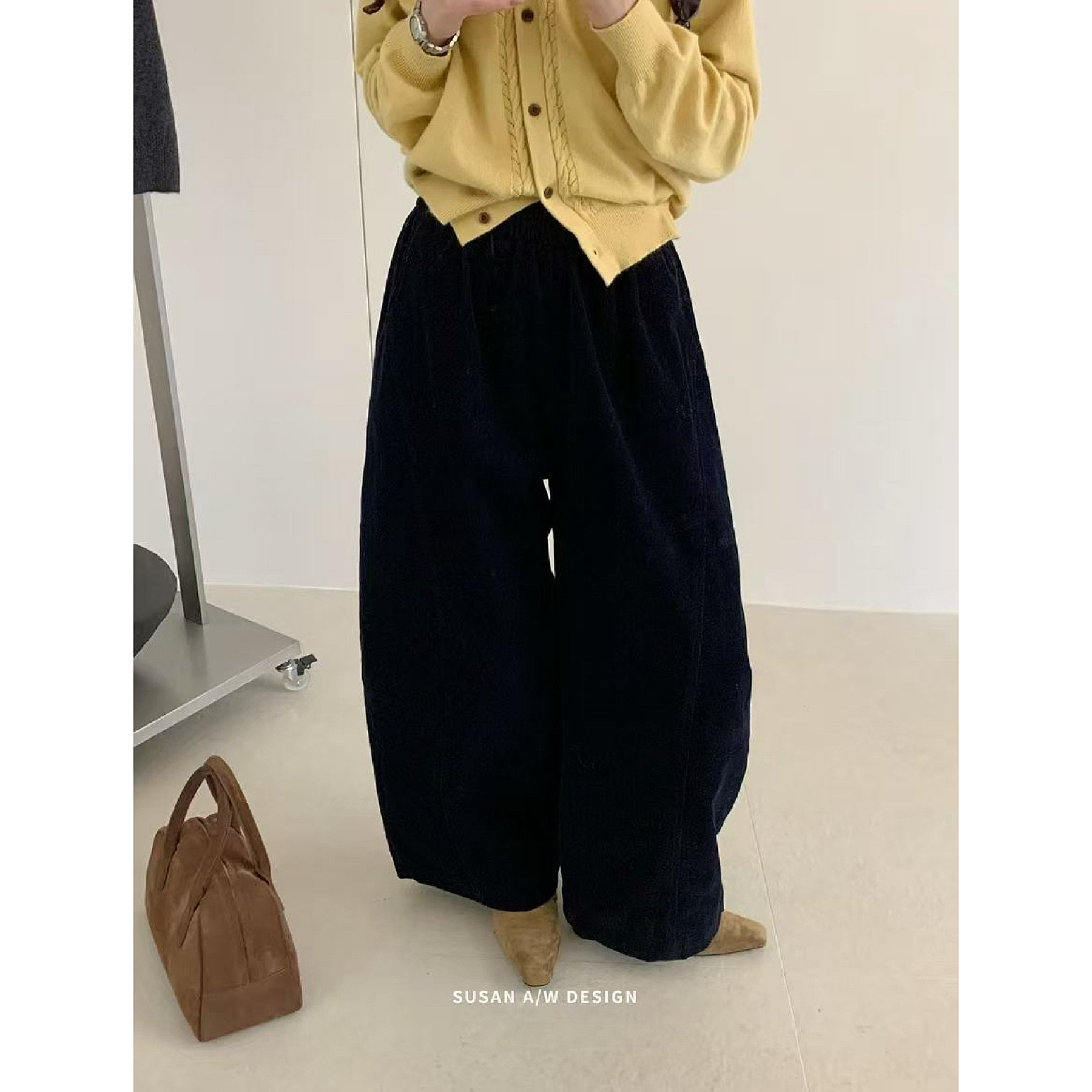 susan@dw6268 韩系休闲百搭灯芯绒弯刀裤 12-9