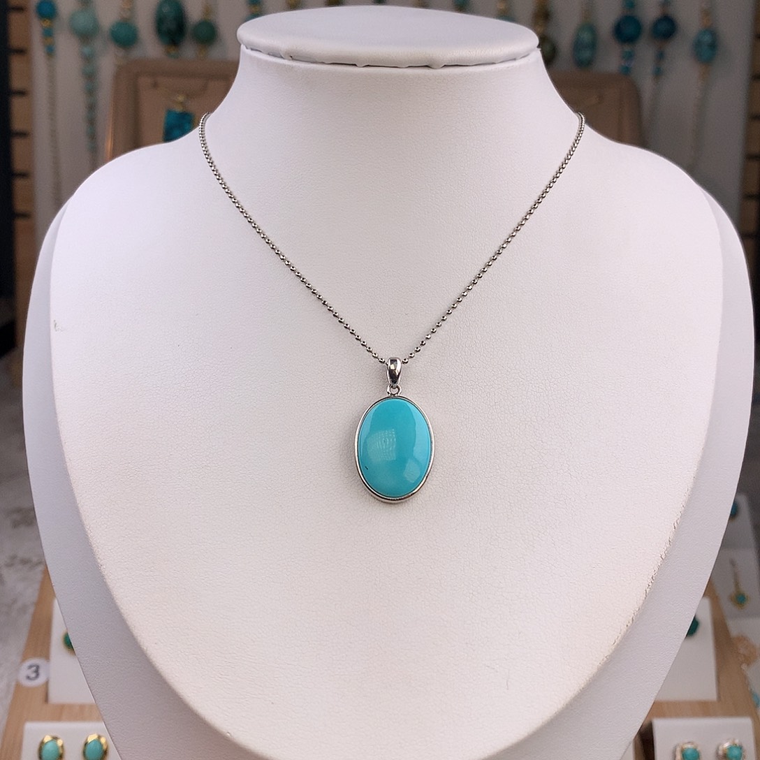 绿松石银S925镶嵌颈饰