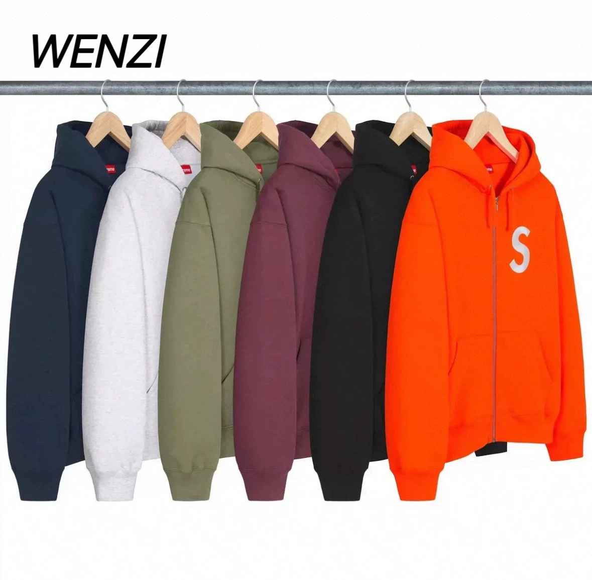 Supreme FW24 S Logo Zip  胸前字母印花拉链加绒连帽卫衣