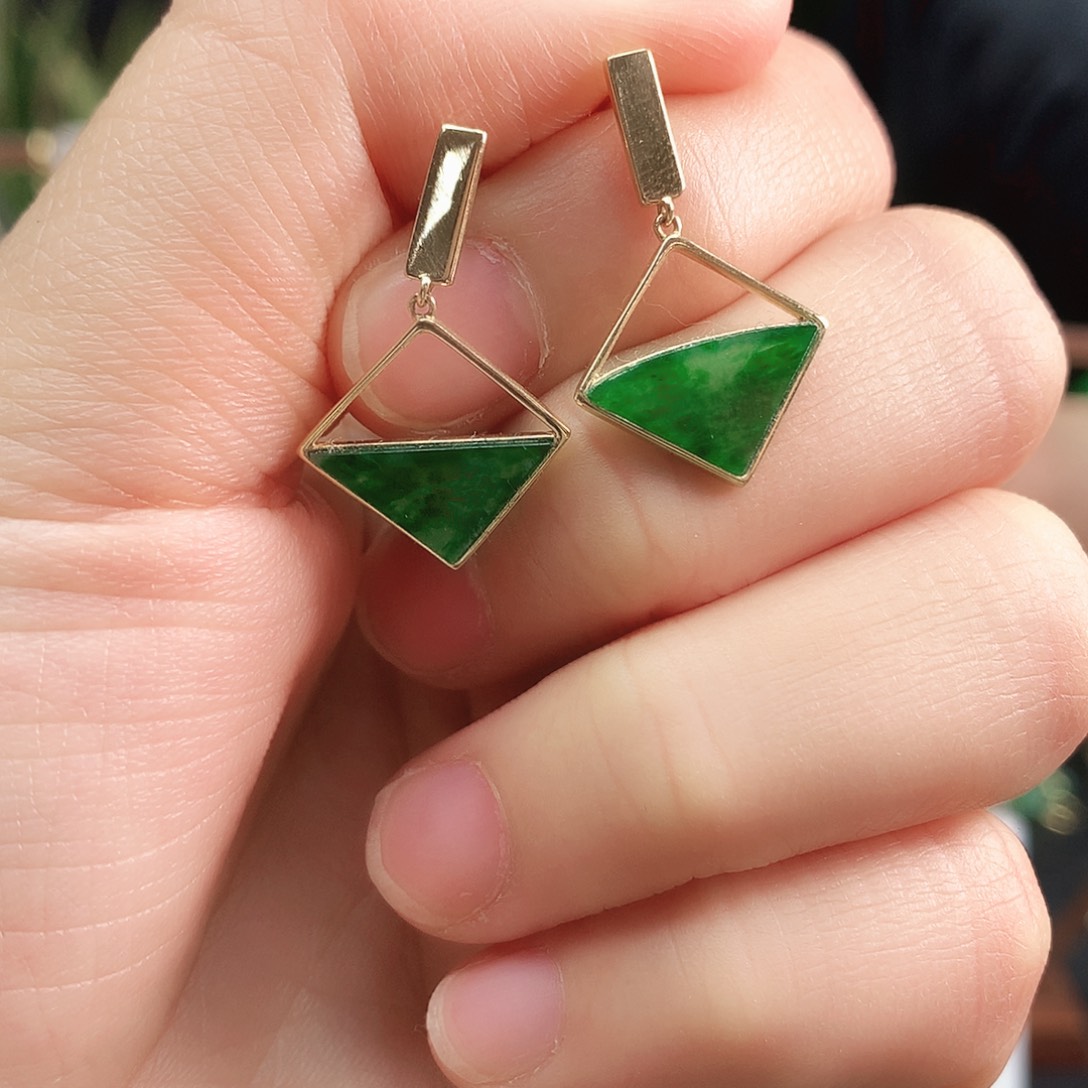 翡翠耳饰18K金镶嵌耳饰