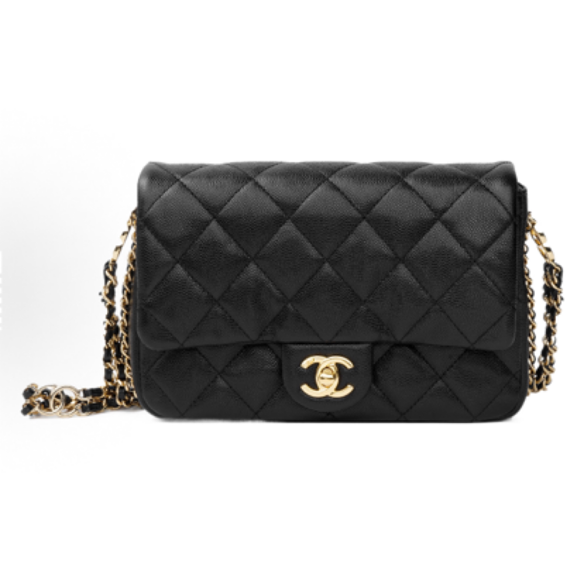 99新 Chanel/香奈儿 23C CF菱格金扣荔枝纹大mini方胖子芯片