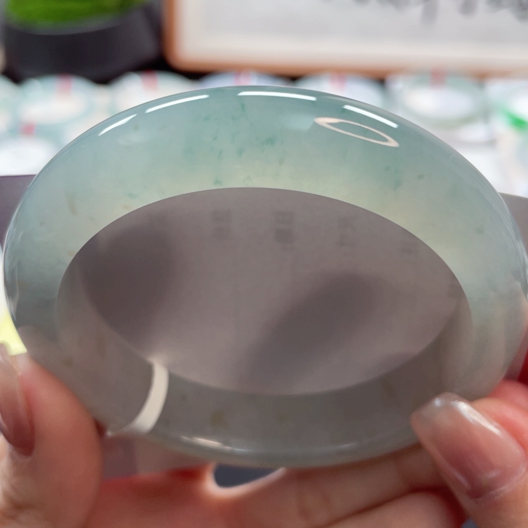 【闪购商品】翡翠手镯未镶嵌57.5冰透荧润繁星点点蓝碎花18号