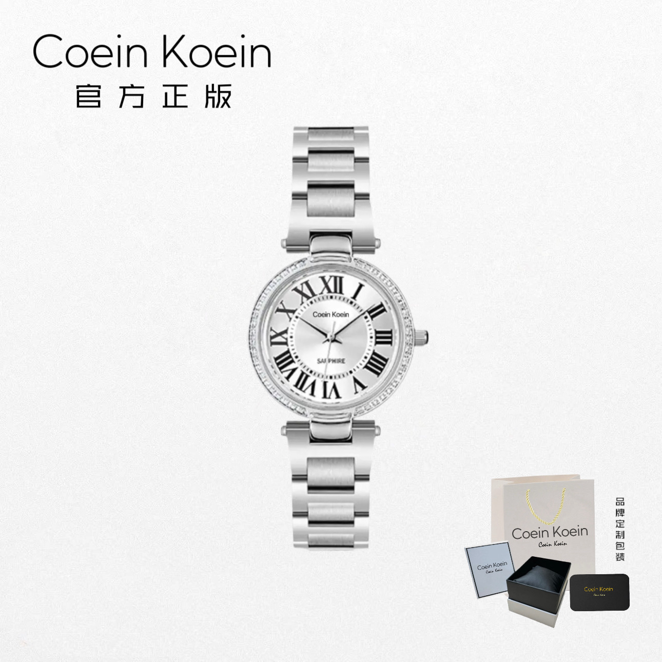 Coein Koein【官方正版】CK1898永恒气球高级商务罗马盘女士手腕表