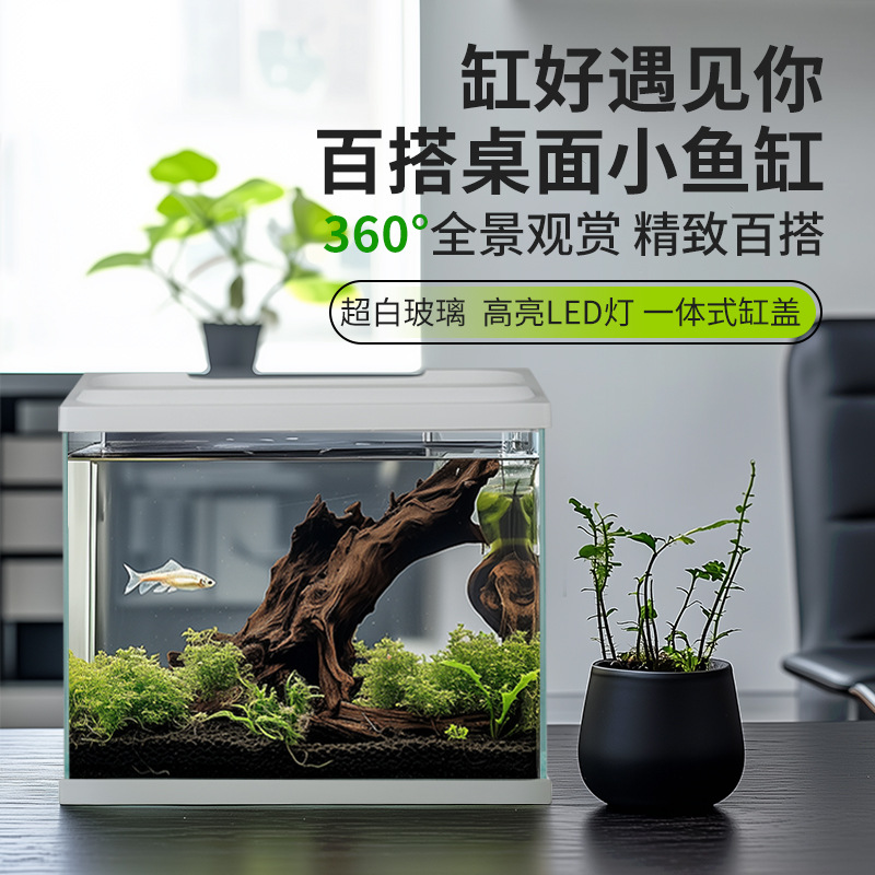 佳璐小型鱼缸玻璃家用客厅无需打理生态懒人免换水金鱼缸水族箱