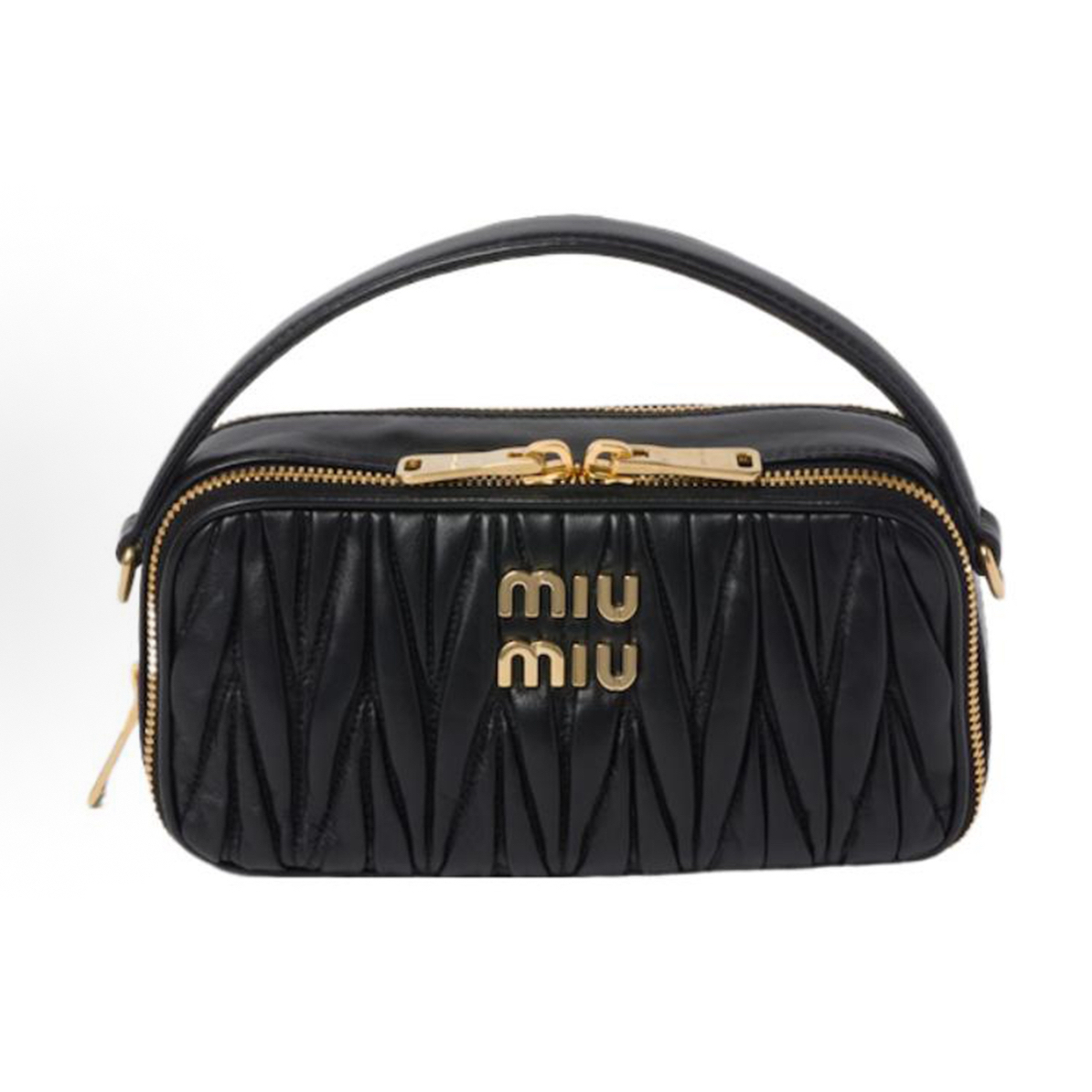 99新 MIU MIU/缪缪 24SS新款黑金Matelassé 绗缝手提单肩包