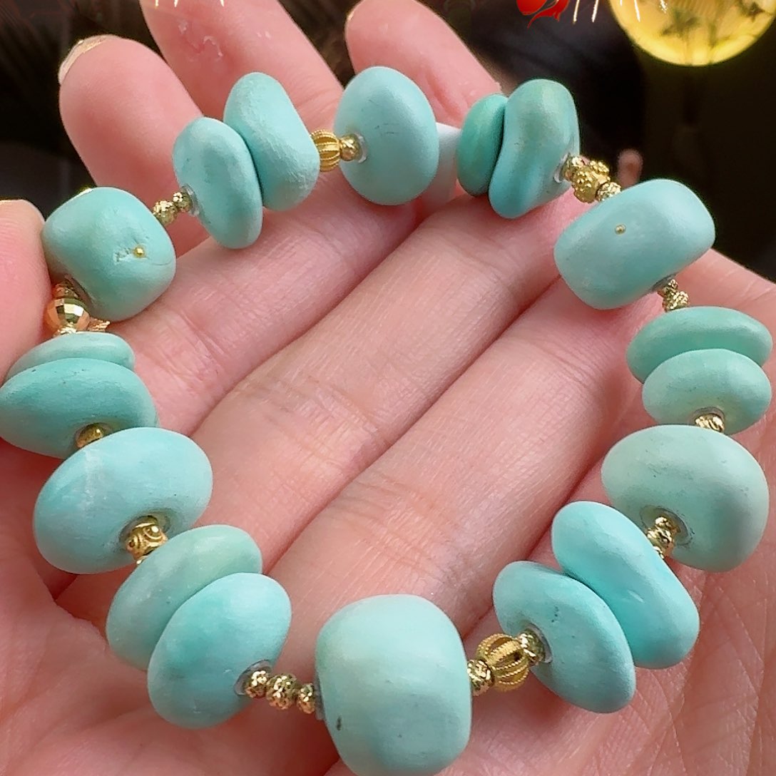 绿松石珠宝奇石18K金镶嵌