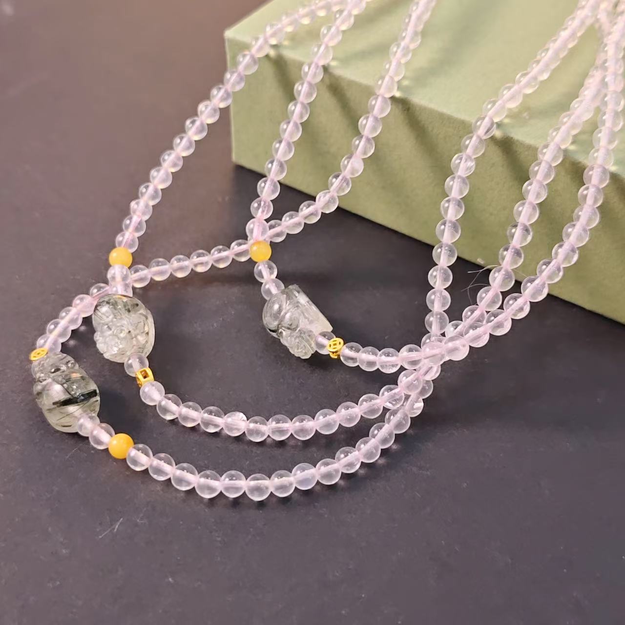 【书记甄选】天然原创粉水晶三圈手链 多样性发一 约4mm 5962AT