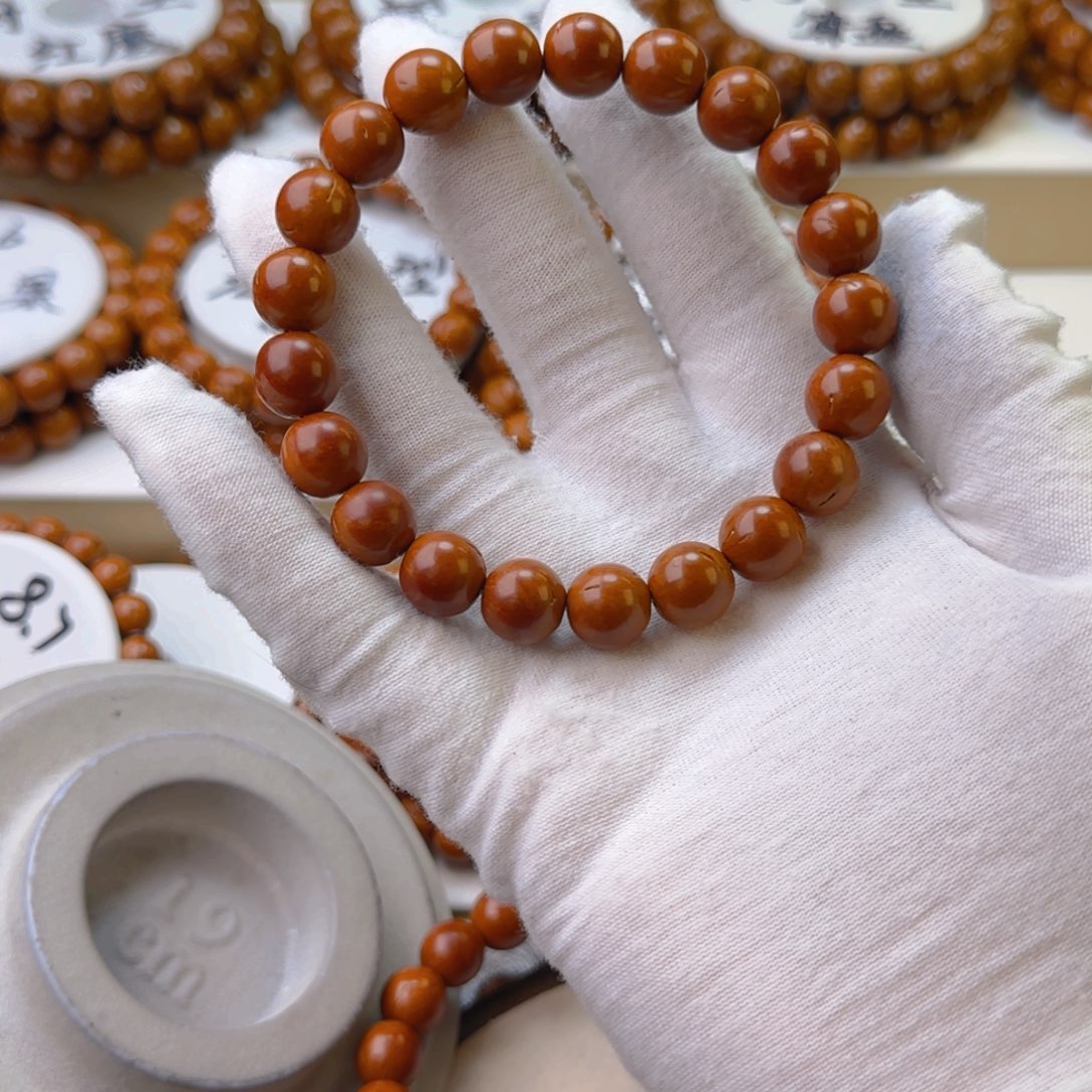 桃核手串虾****N龙纹正圆光珠桃核