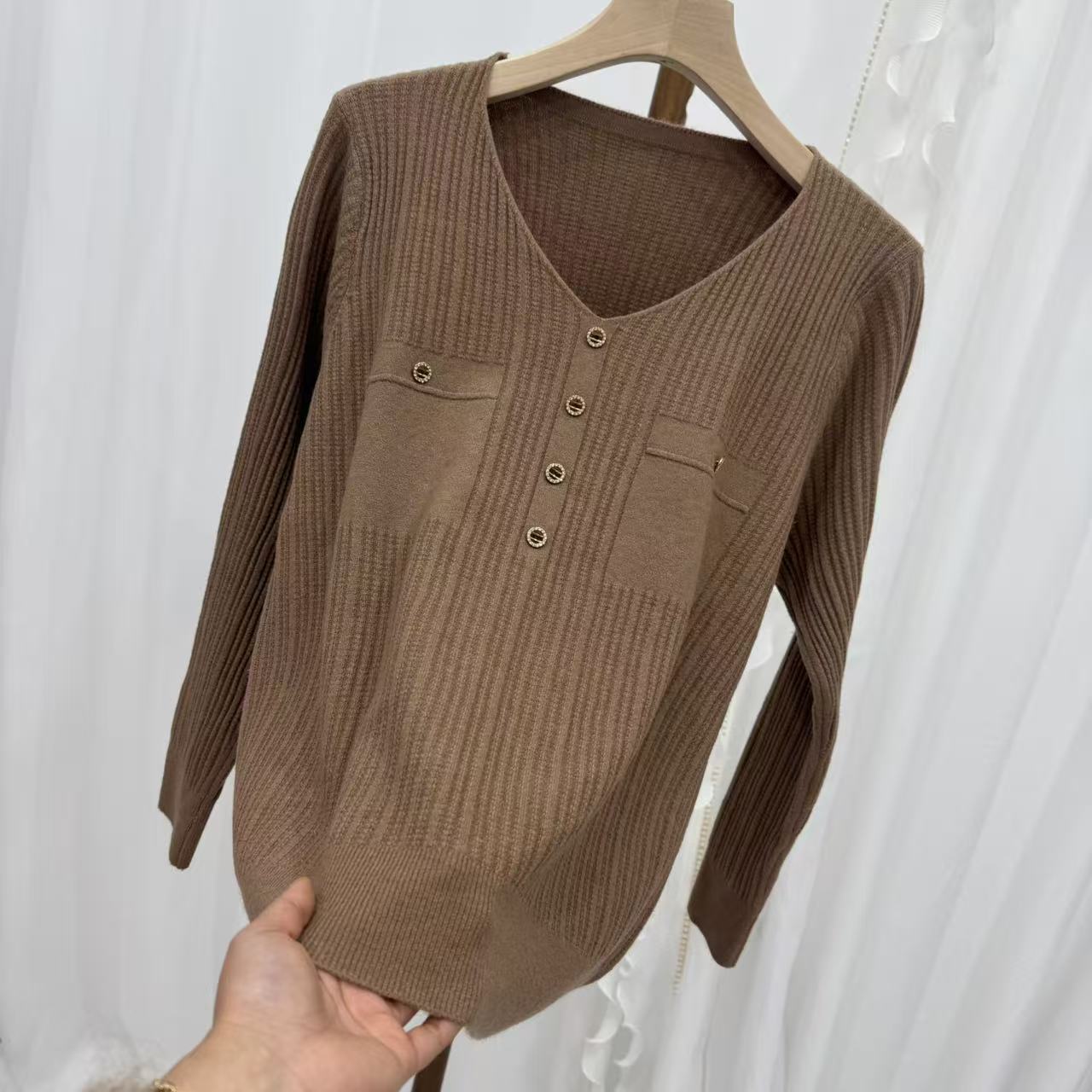 【咖啡色】时尚百搭休闲针织衫