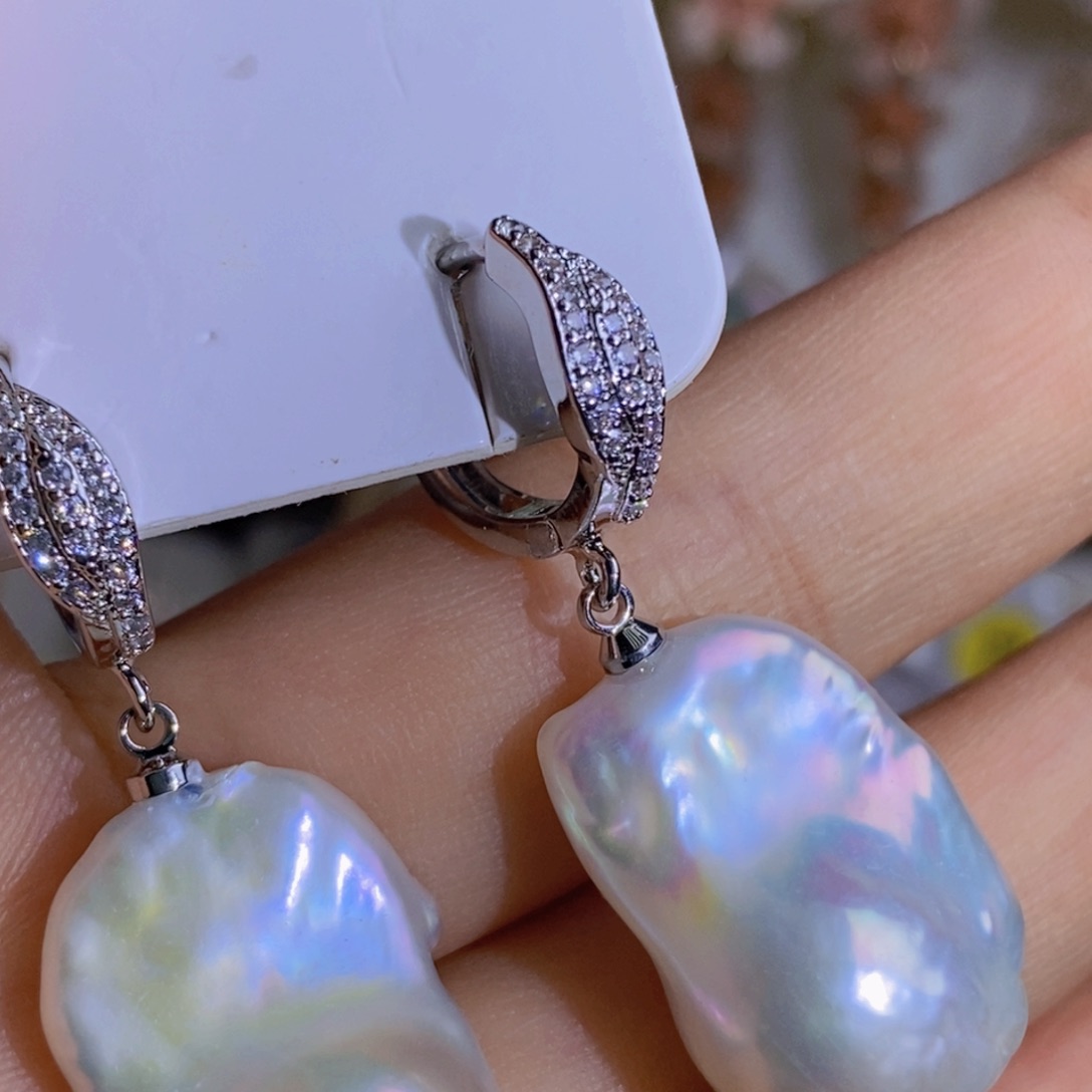 银S925镶嵌天然淡水珍珠淡水珍珠小*