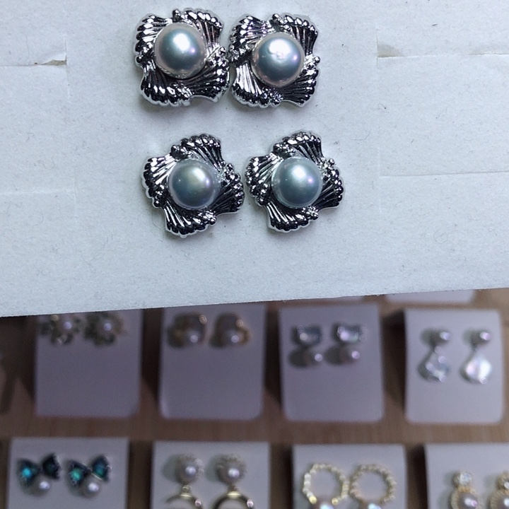 淡水珍珠耳饰银S925镶嵌