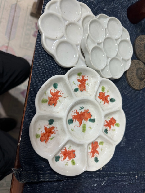 白瓷粉水彩丙烯画国画颜料盘大中小号学生美术绘画用瓷碟