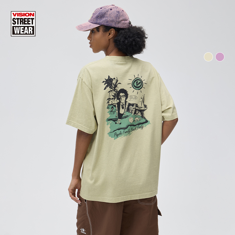 VISION PsychoFamily系列海滩派对美式街头休闲短袖T恤夏日穿搭