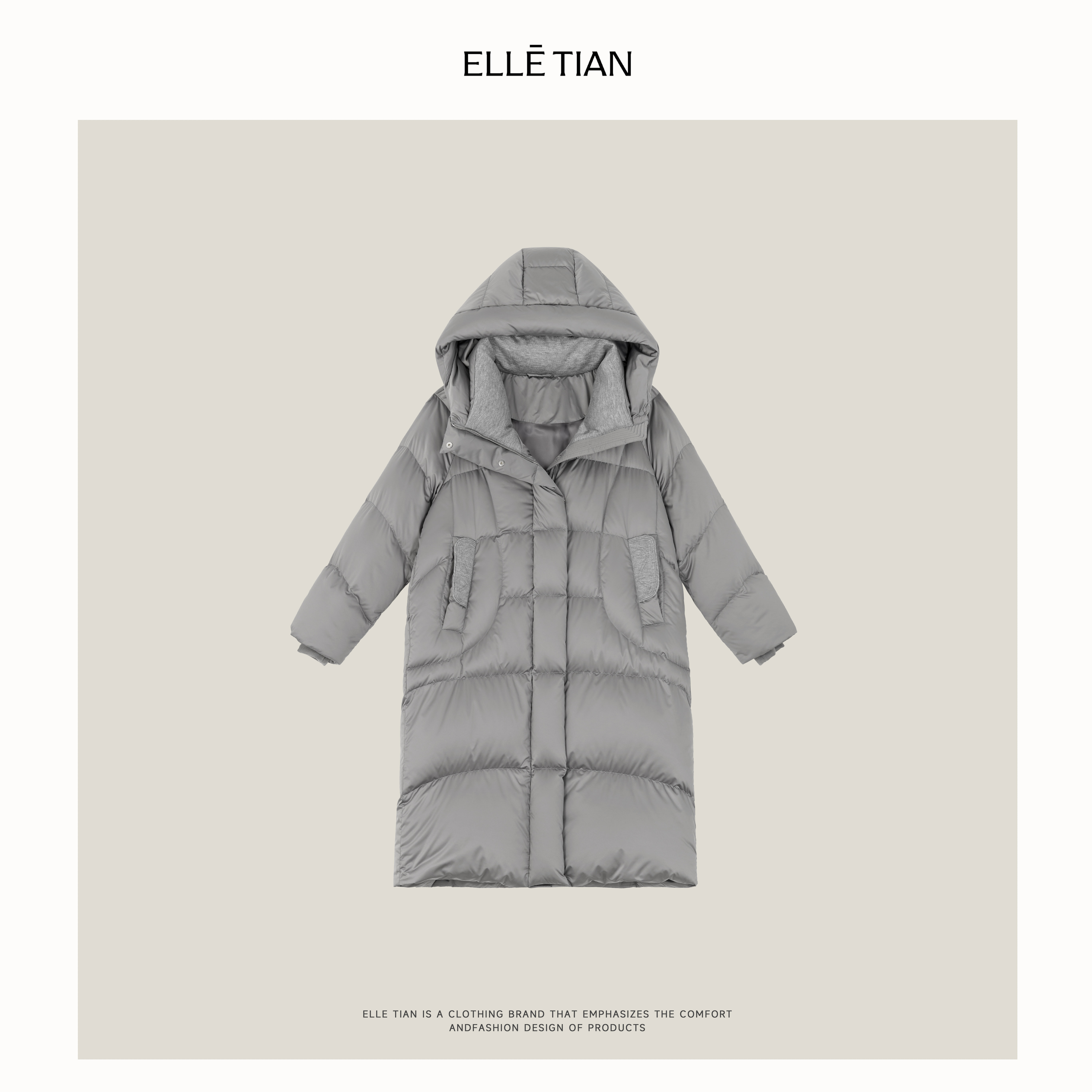 ELLETIAN "小暖炉"90鹅绒 时尚保暖连帽羽绒服EADY016