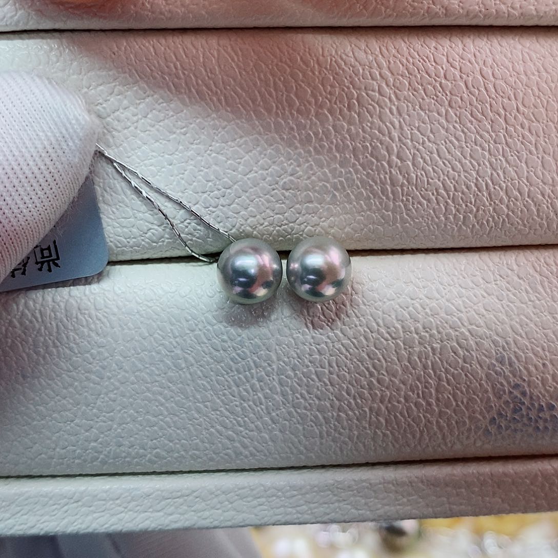 18K金镶嵌耳饰海水珍珠6-6.5