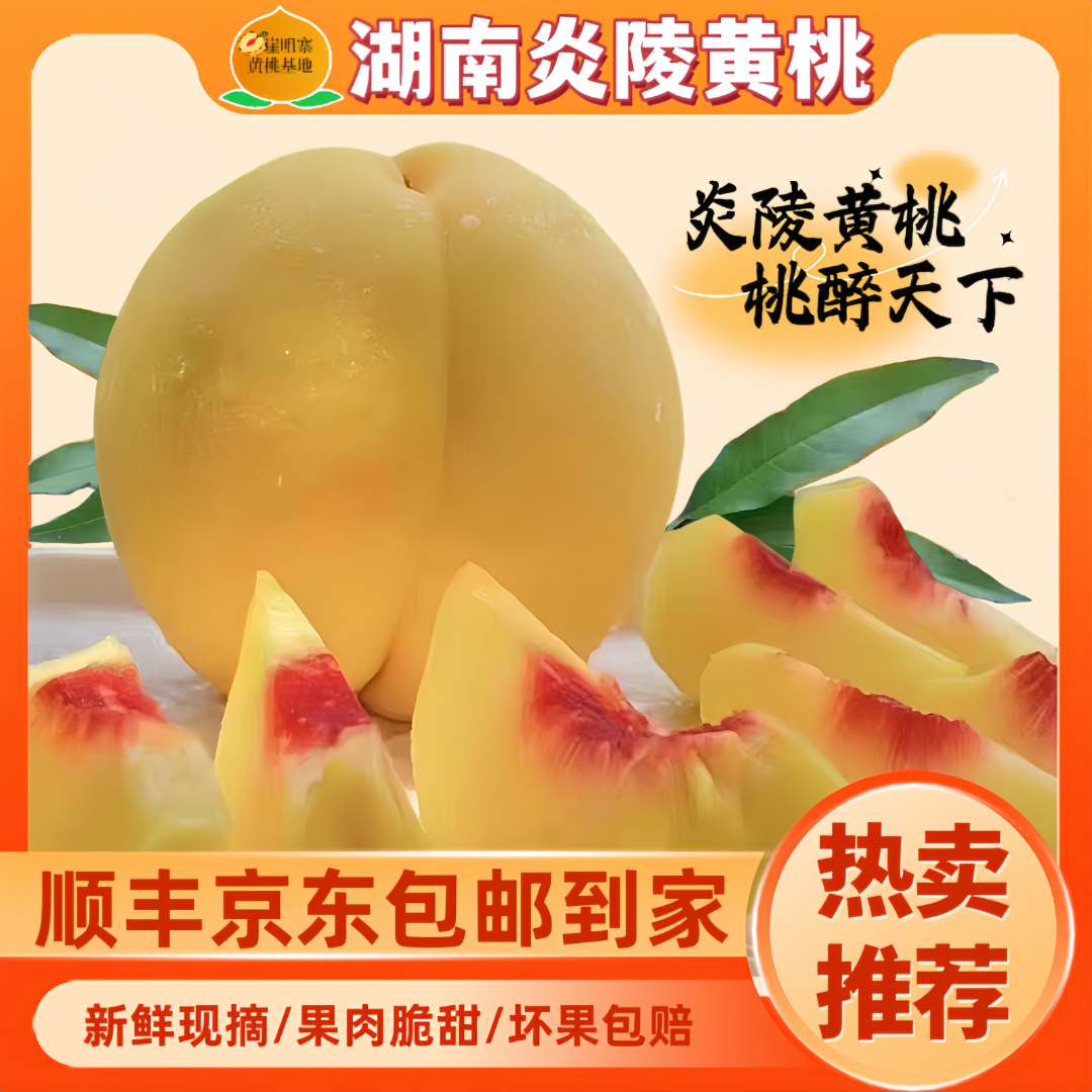 正宗湖南炎陵黄桃现摘现发顺丰京东包邮高山黄桃五斤装