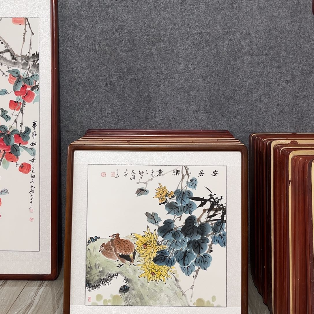 国画书画作品带框63×63