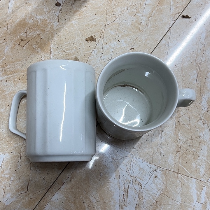 陶其他2个老白胎克杯景德镇