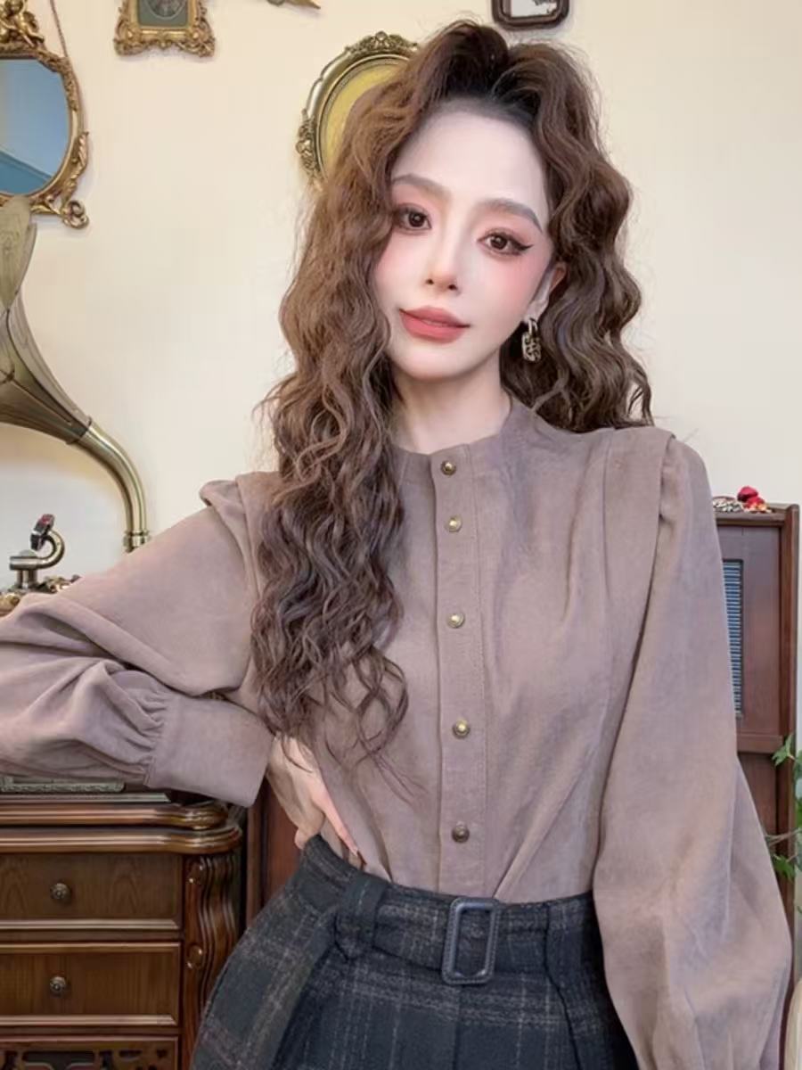 （运费险）气质简约复古港风衬衫女秋冬内搭长袖衬衣通勤百搭上衣