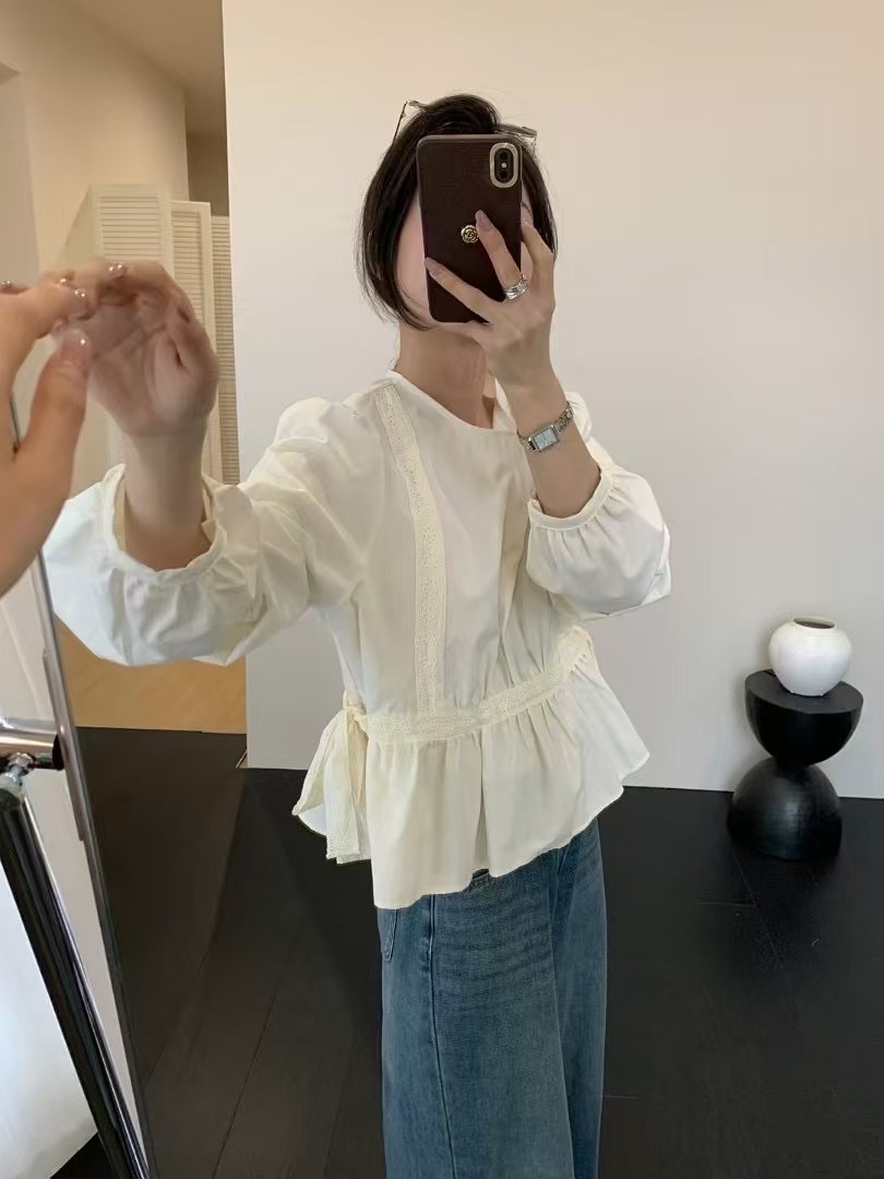 春款韩系气质温柔超好看独特漂亮单穿设计感白色衬衫上衣百搭女