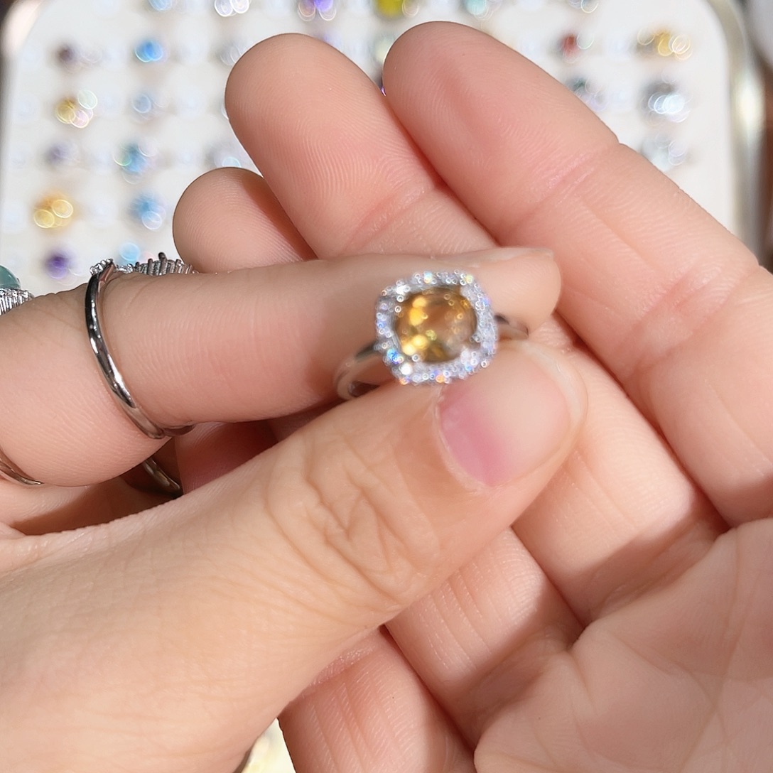 岫玉银S925镶嵌戒指戒指