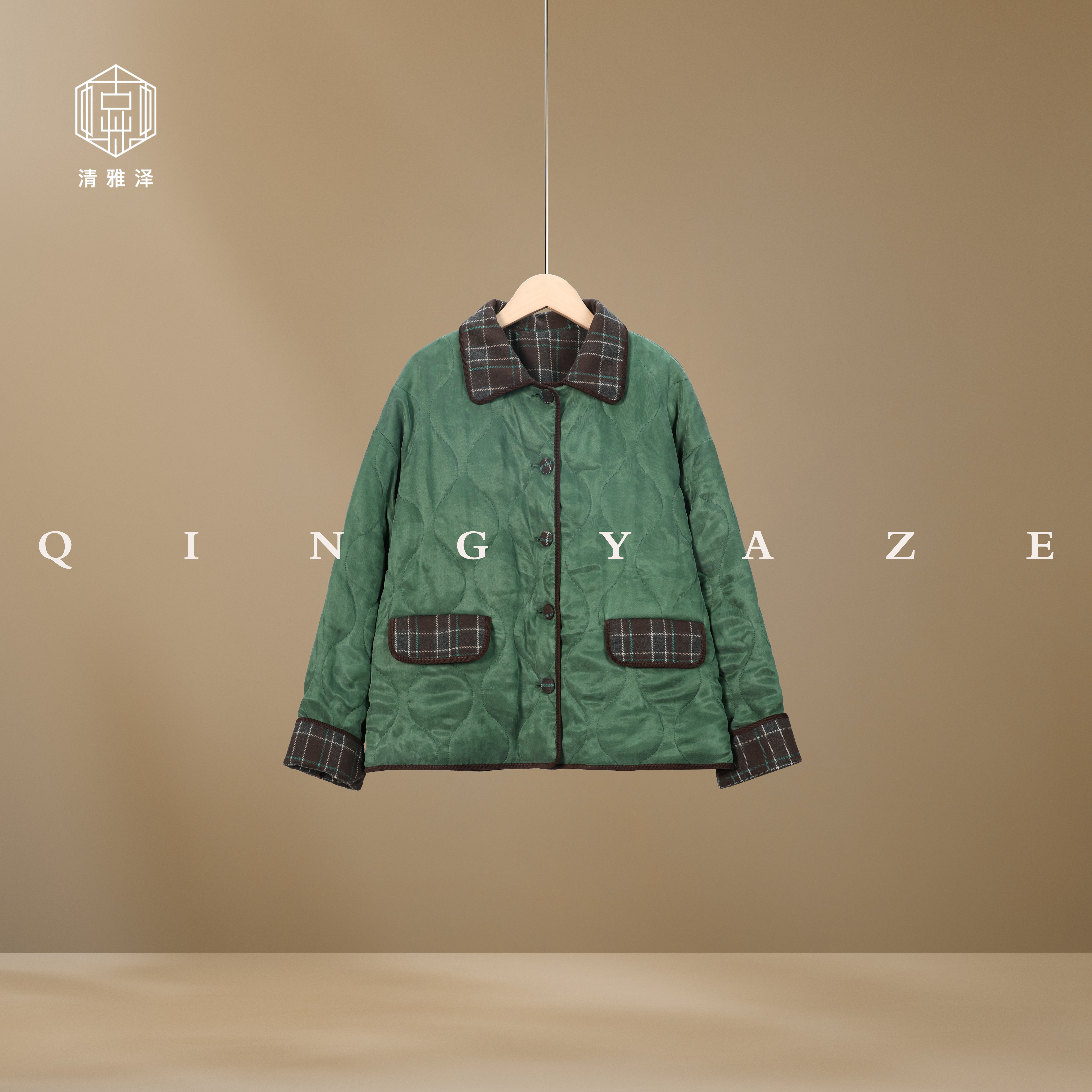 巴塞罗那！复古铜氨绿双面穿新雪丽棉服外套！GZ5063
