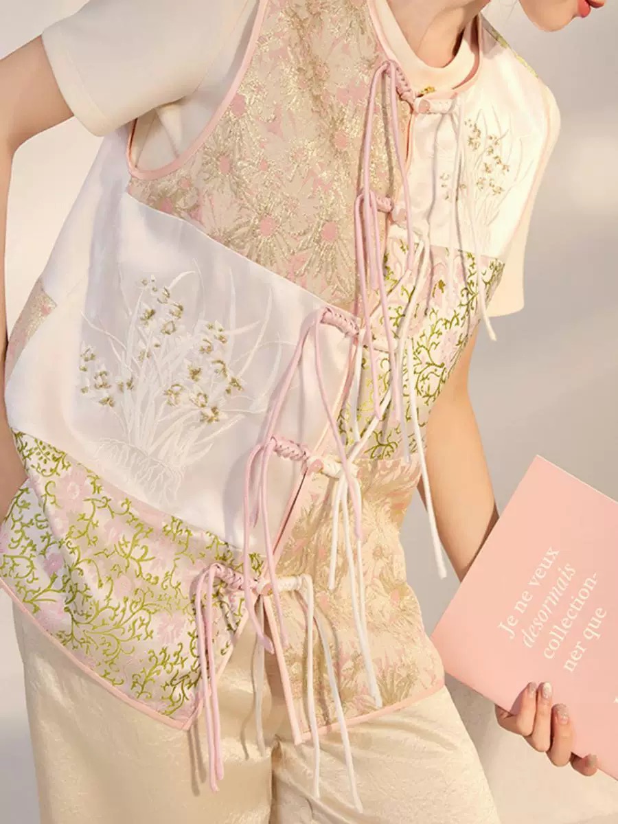 深圳南油女装新中式国风提花马甲上衣女---190