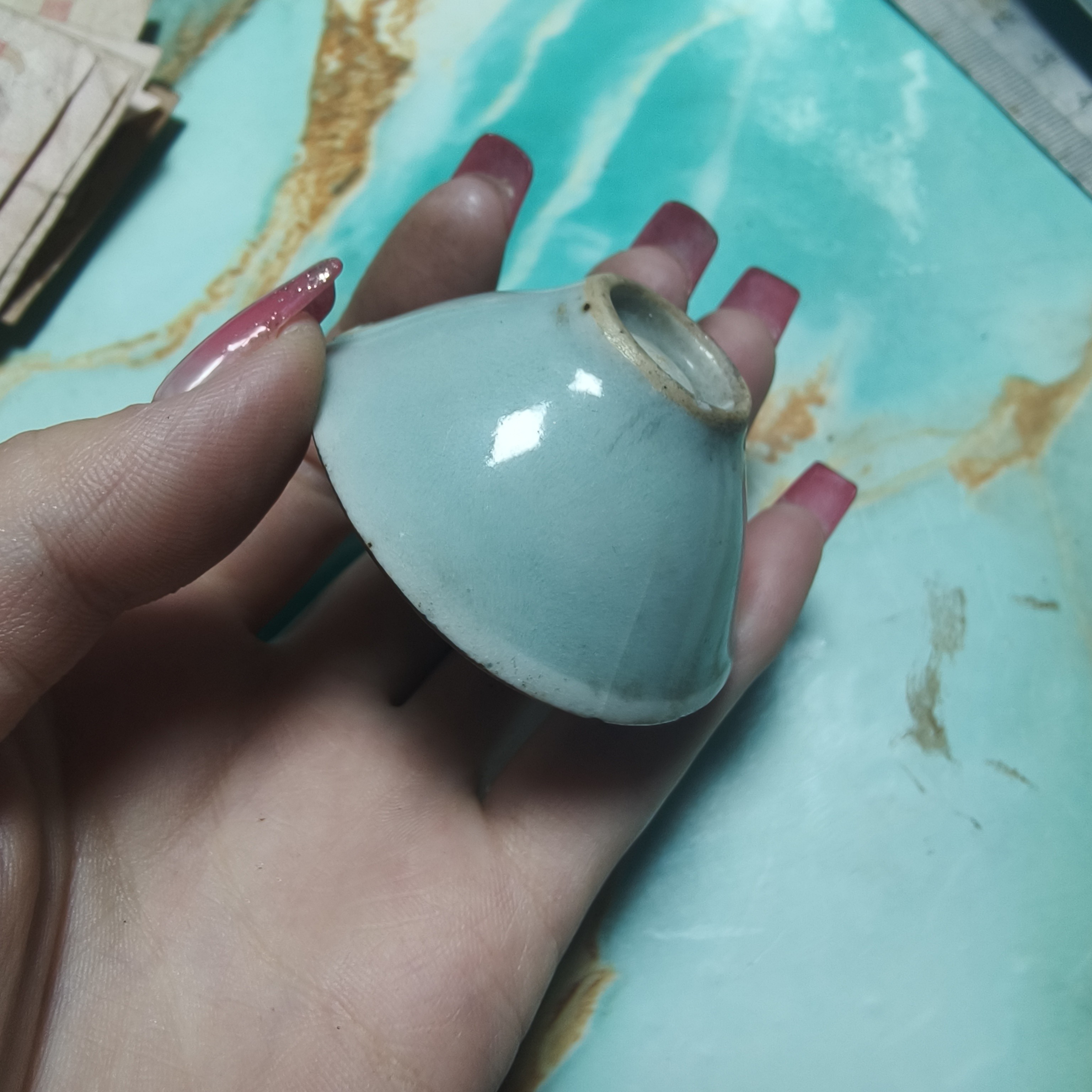 天青汝窑斗笠杯 50ml-CC4062