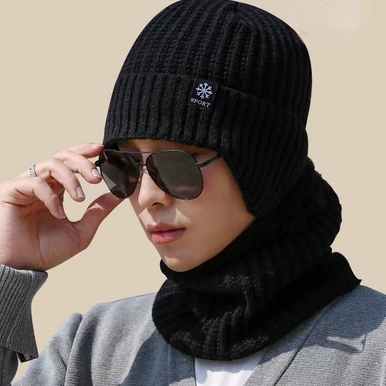 帽子男士冬季中老年人加绒加厚保暖护耳骑车防寒针织帽老人毛线帽