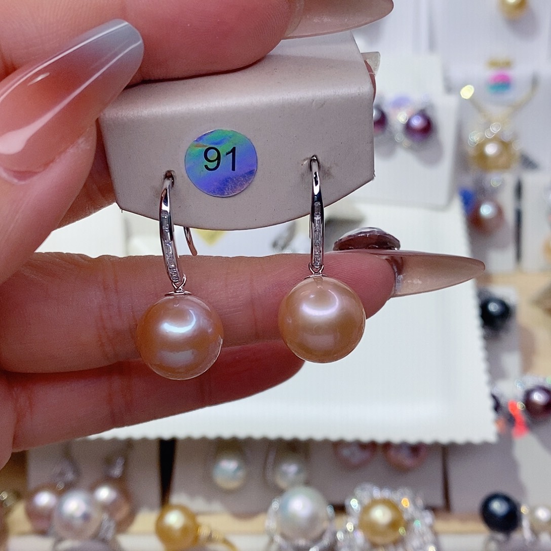 海***学耳饰淡水珍珠银S925镶嵌