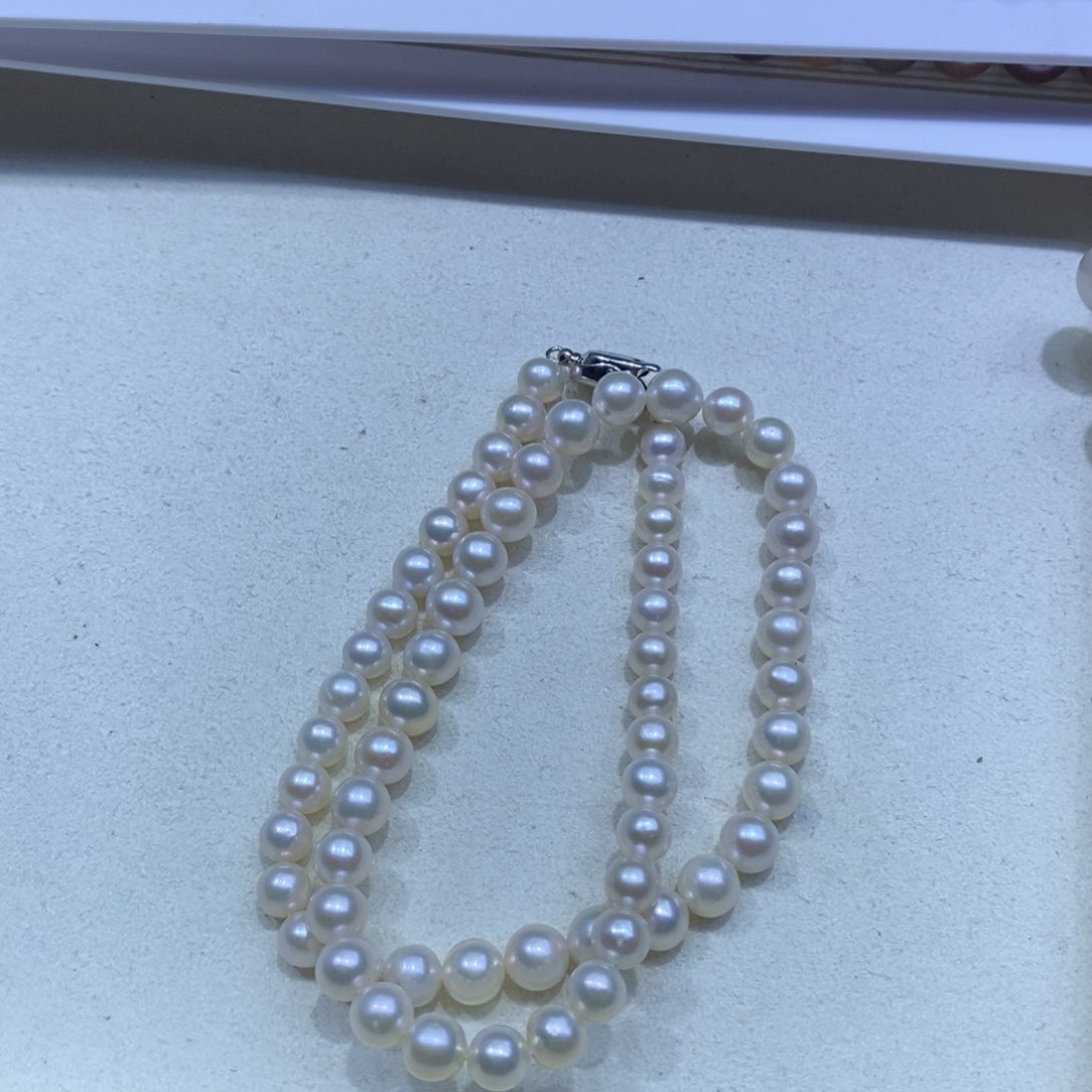 项链银S925镶嵌淡水珍珠