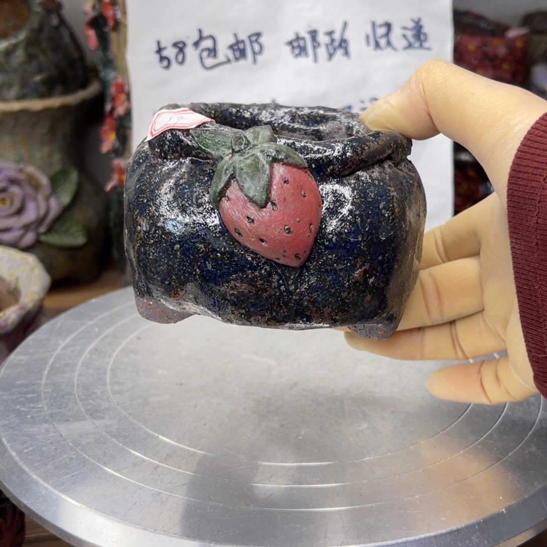 红陶粗砂陶瓷花盆