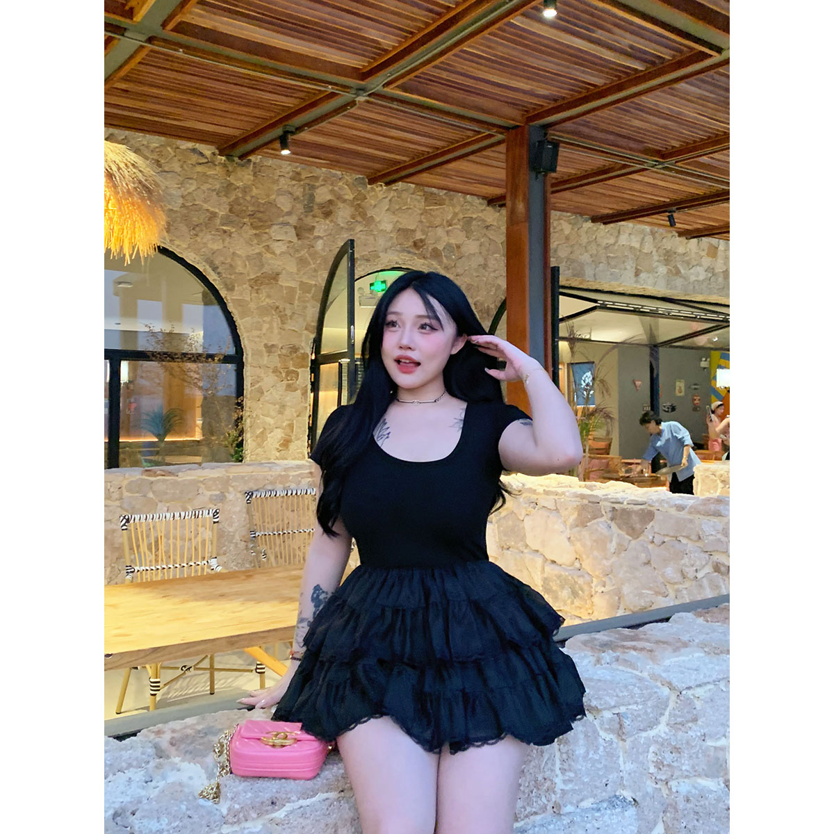 欣甜 甜美吊带连衣裙夏季新款微胖大码女装收腰显瘦蛋糕裙20966