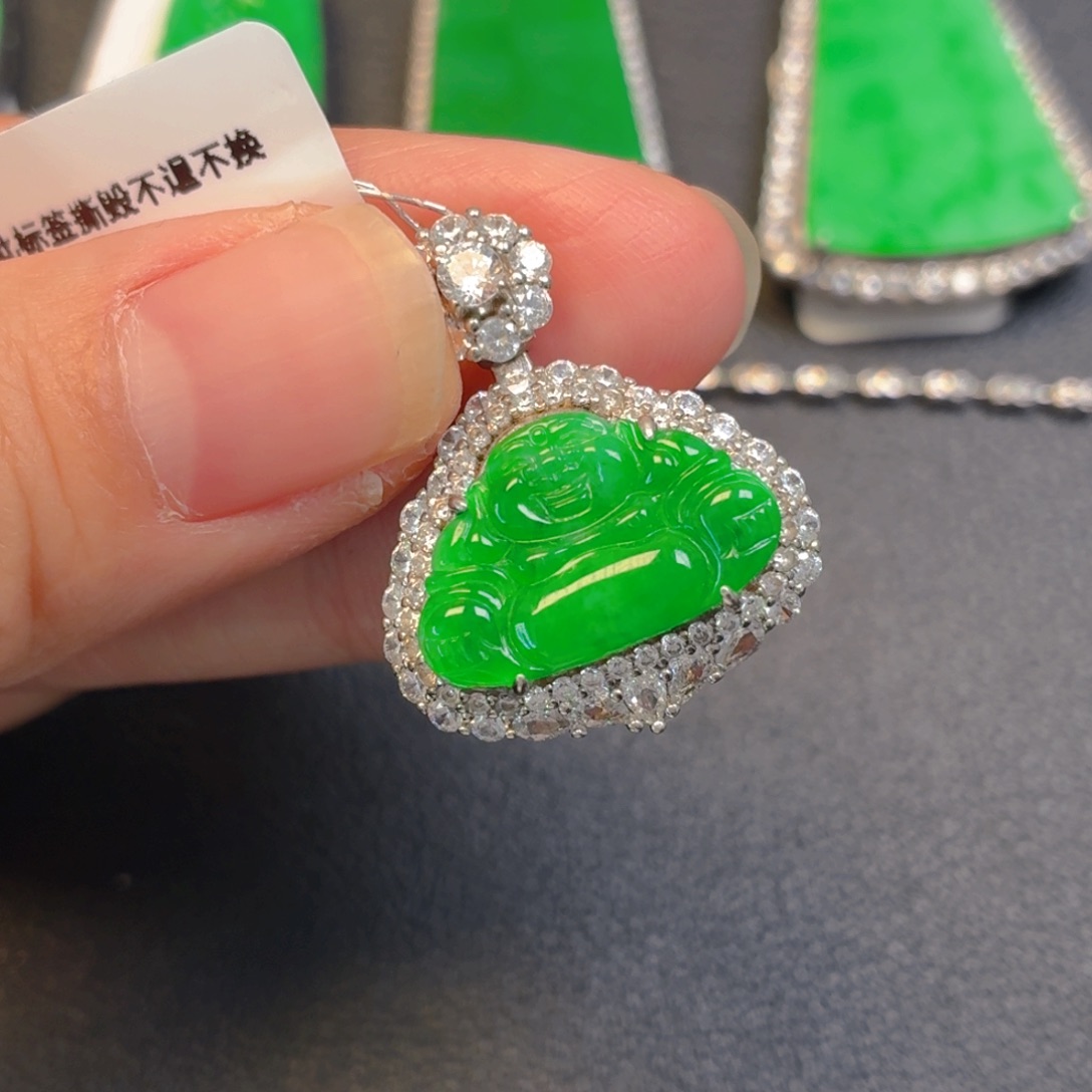 翡翠银S925镶嵌吊坠(不含链)